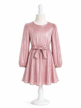Paper Doll Girls Rose Gold Metallic Pleated Party Dress Size 8